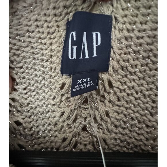 Gap Pointelle Mockneck Sweater Lightweight Metallic Gold Shimmer NWT Size XXL - Picture 6 of 8